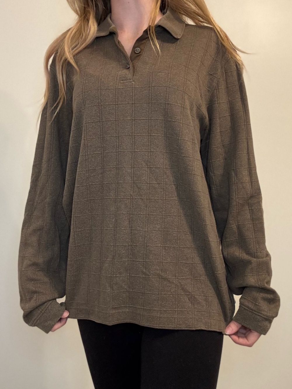 Van Heusen Brown Long Sleeve Polo Shirt